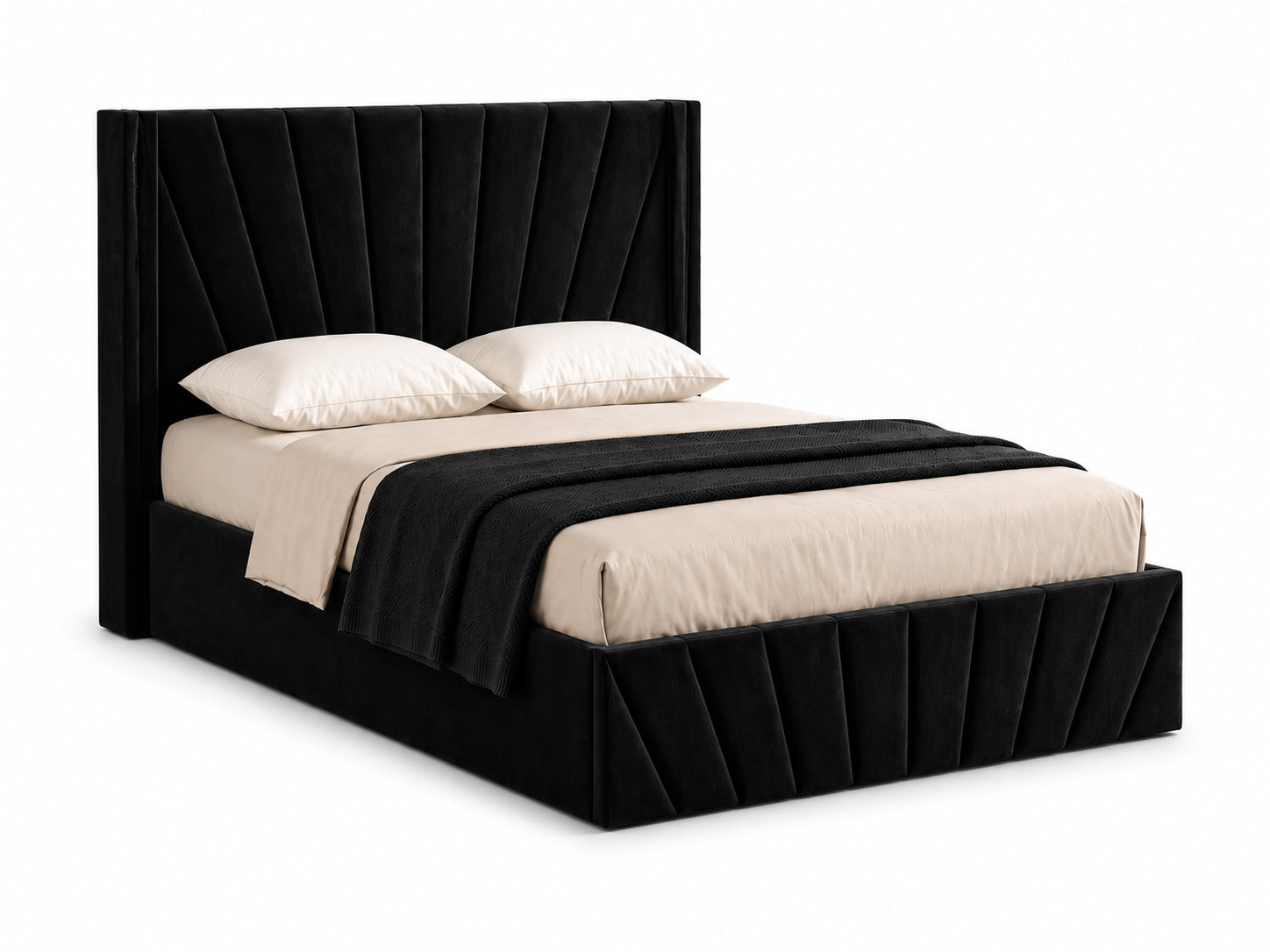 Black Velvet Hydraulic Storage Bed - image 4