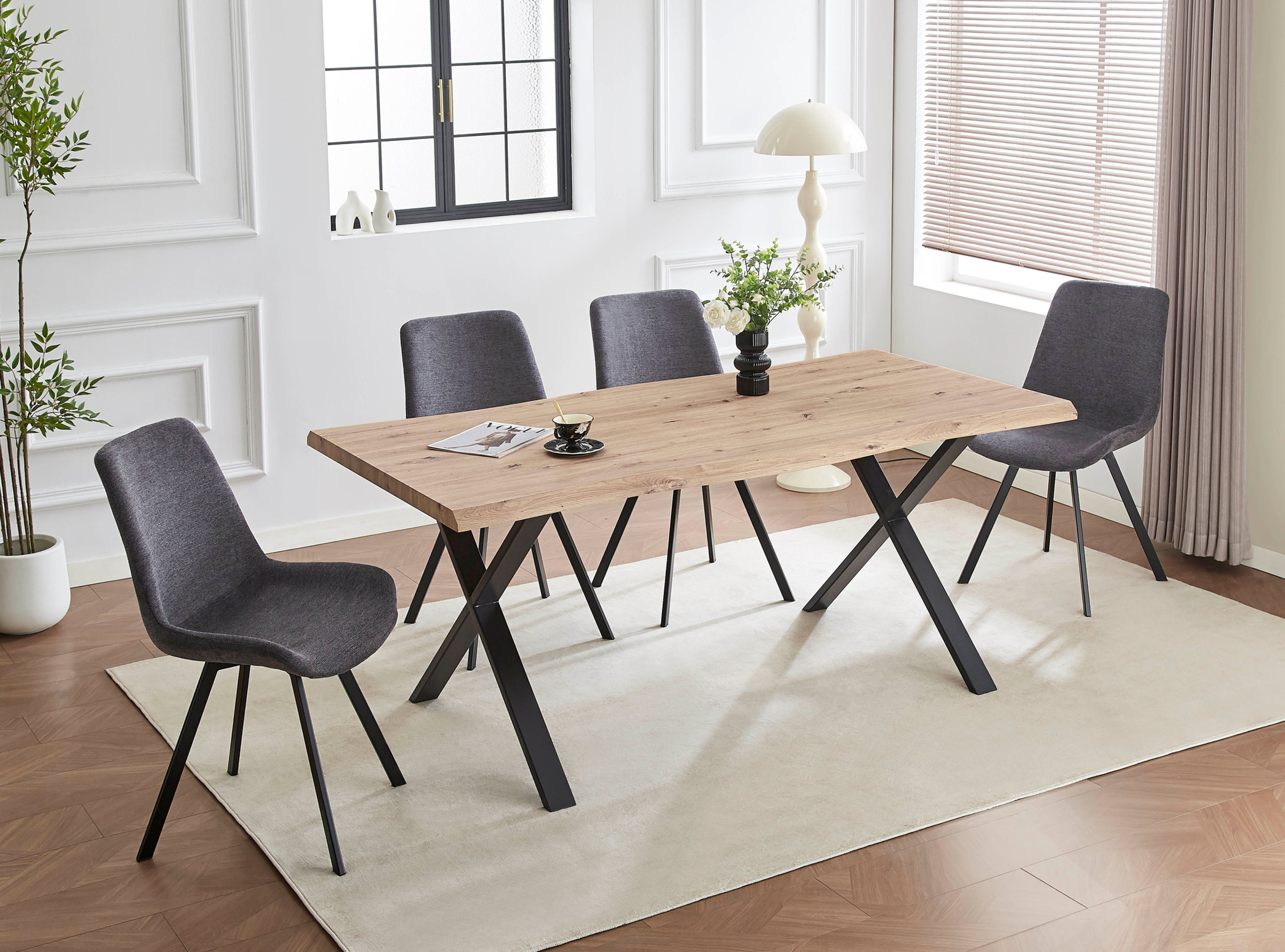 7-Piece Live Edge Dining Set - Dark Grey