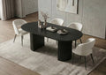 7-Piece Black Oval Dining Set with Cream Chairs