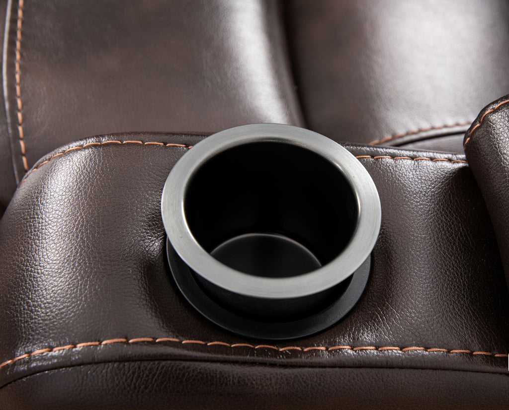 Swivel Glider Recliner with Cup Holders - Leather Match