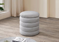 Grey Teddy Round Storage Ottoman