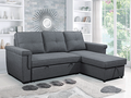 Grey Reversible Storage Sofa Bed Sectional with Piping