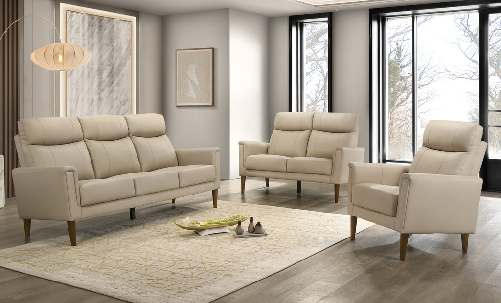 Leather-Look High-Back Sofa Set