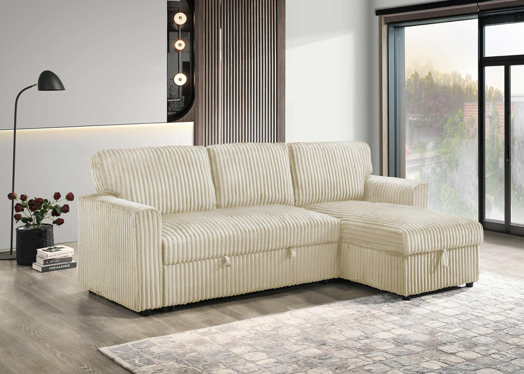 Reversible Corduroy Storage Sofa Bed Sectional