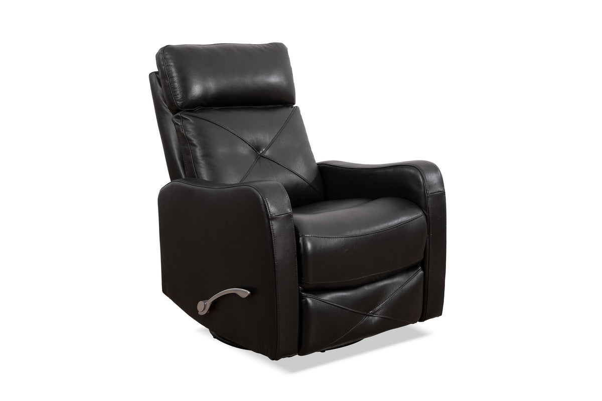 Diamond-Stitched Swivel Glider Recliner - Leather Match