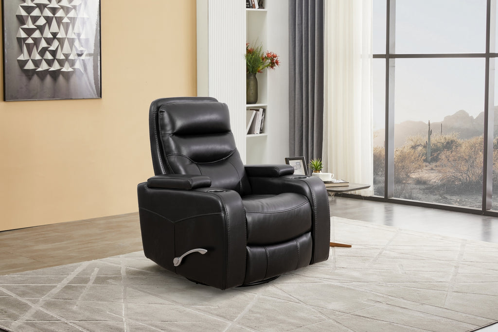Swivel Glider Recliner with Cup Holders - Leather Match
