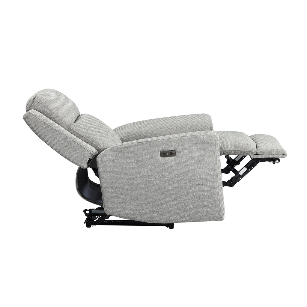 Grey Fabric Power Recliner with USB
