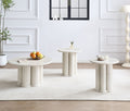 Round Travertine-Look Coffee Table