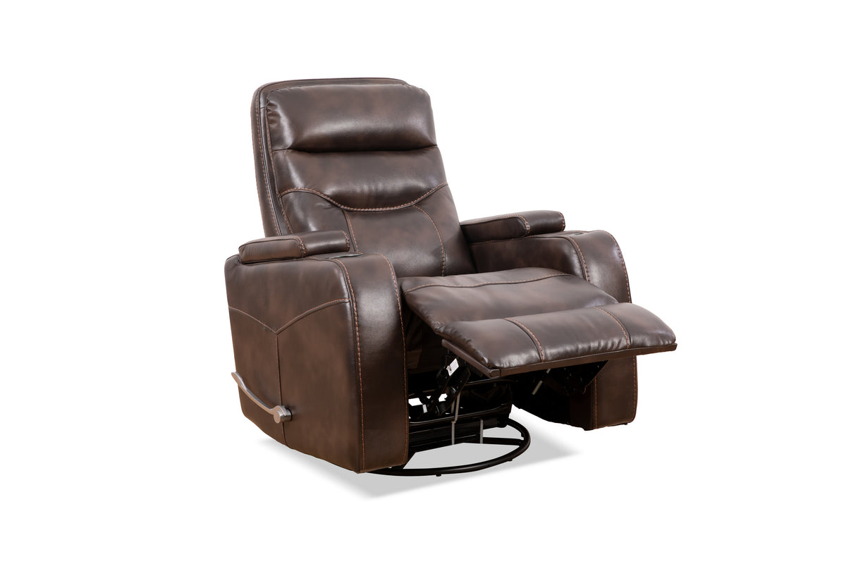 Swivel Glider Recliner with Cup Holders - Leather Match