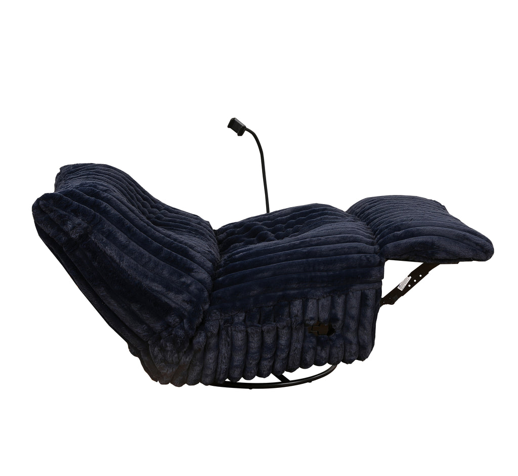 Channel-Tufted Lounge Recliner - Navy Blue