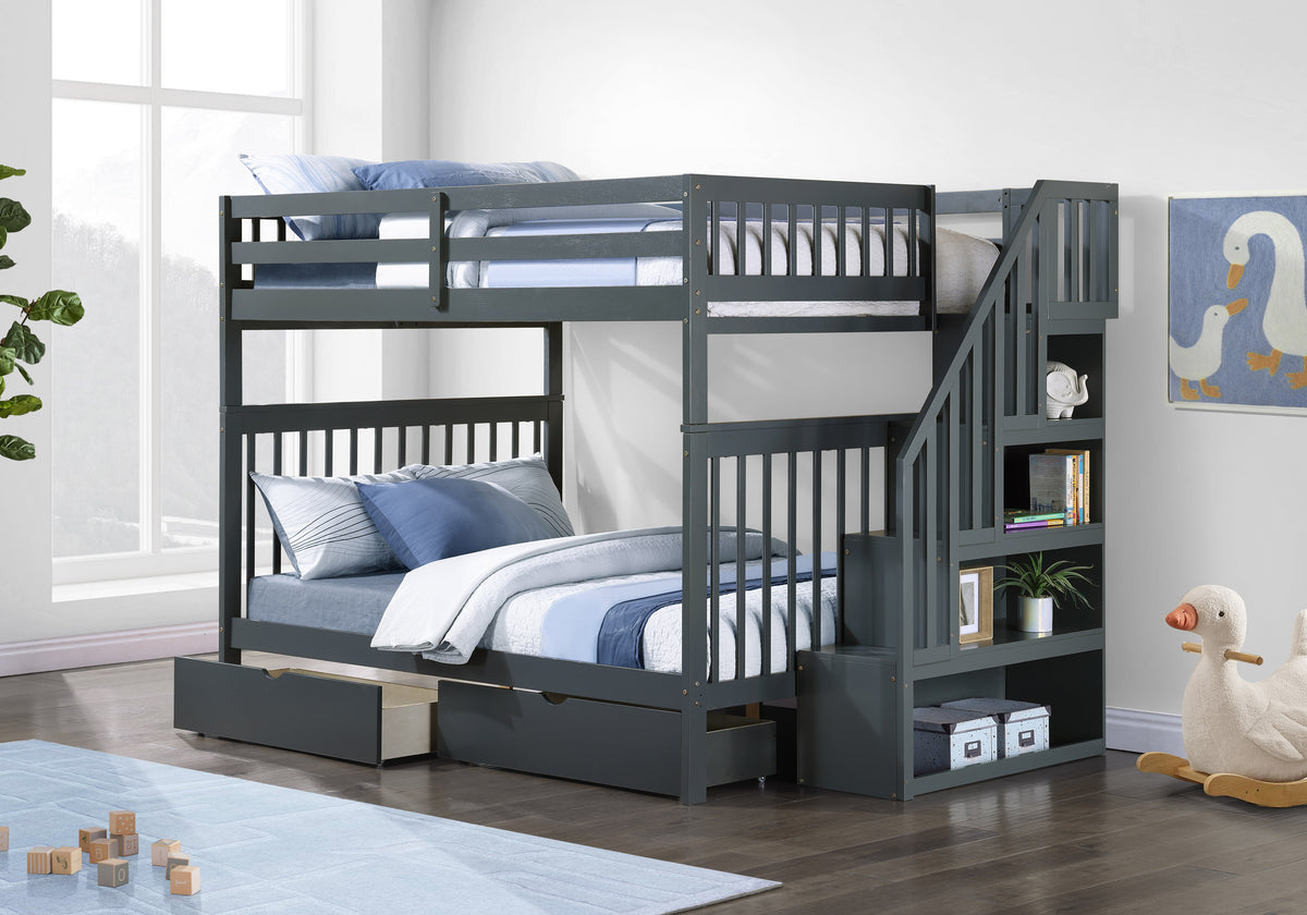 Mission Double over Double Bunk Bed with Reversible Staircase