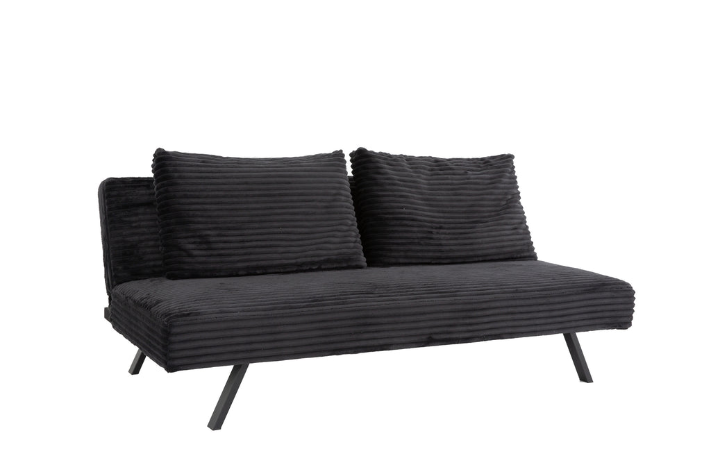 Black Corduroy Split-Back Sofa Bed - image 2