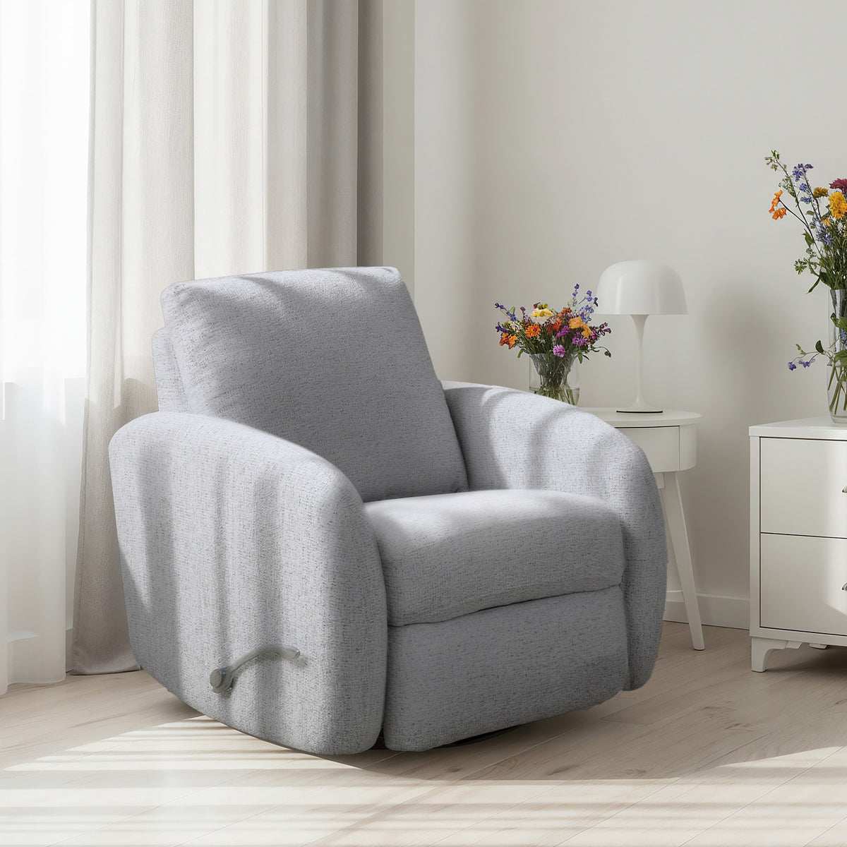 Rounded Swivel Glider Recliner - Sahara Arctic