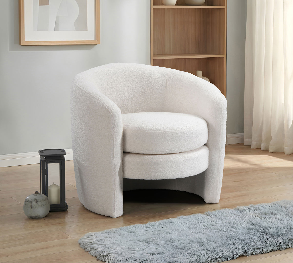 Teddy Fabric Barrel Accent Chair