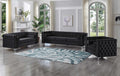 Black Velvet Tufted Sofa Set with Nailhead Trim
