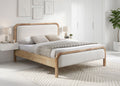 Warm Ivory Curved Upholstered Platform Bed
