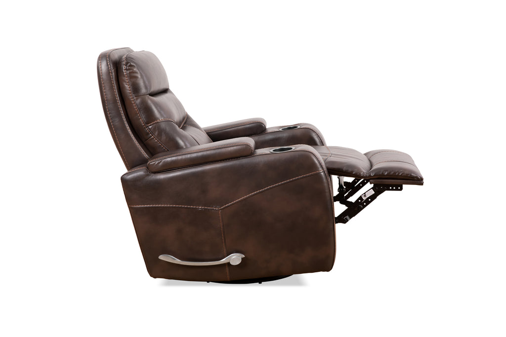Swivel Glider Recliner with Cup Holders - Leather Match