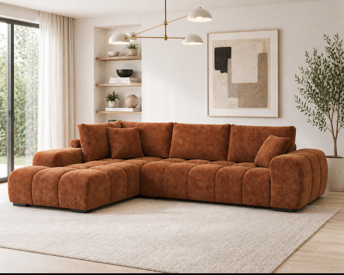 Zara sectional sofa in rust