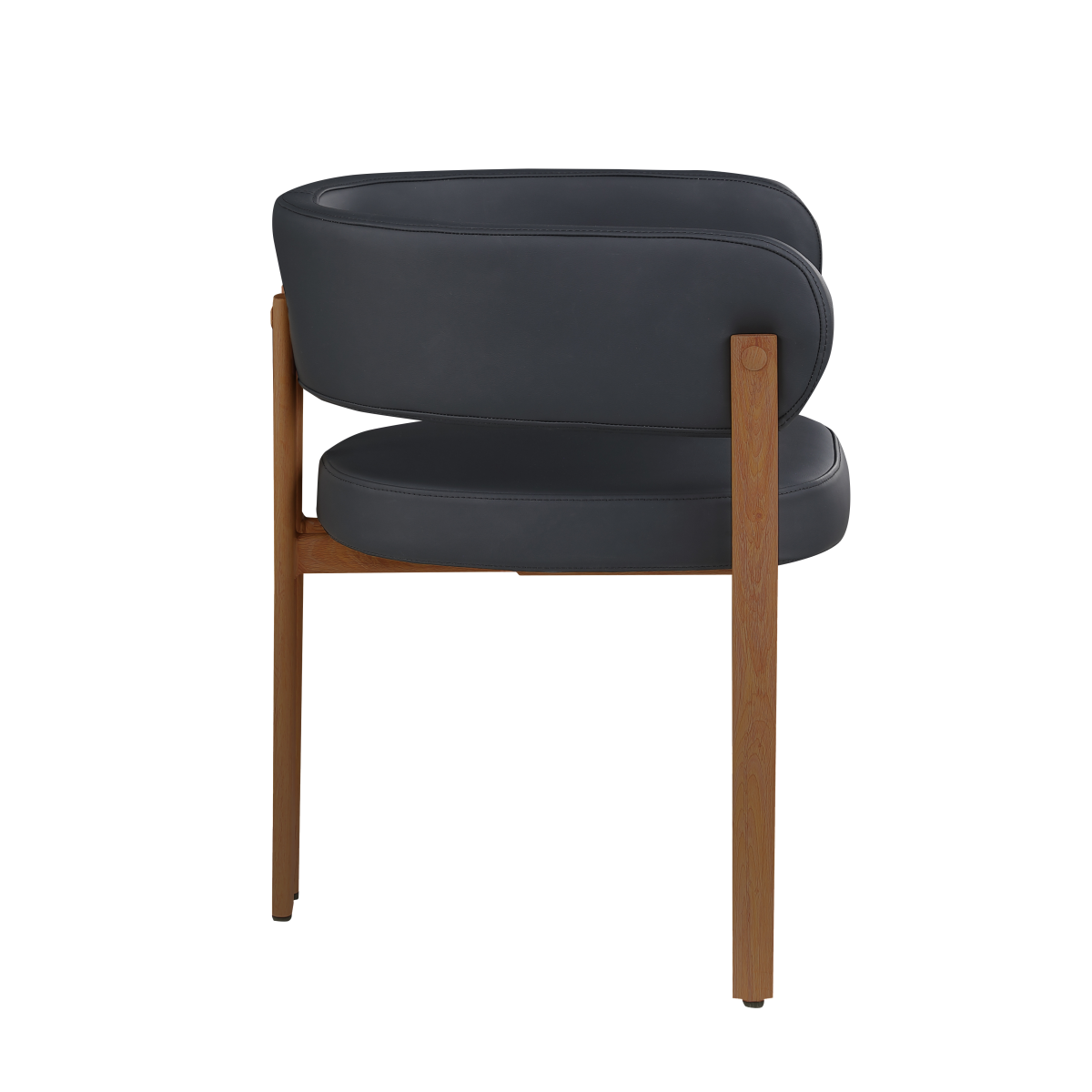 Curved-back dining chairs in black and walnut
