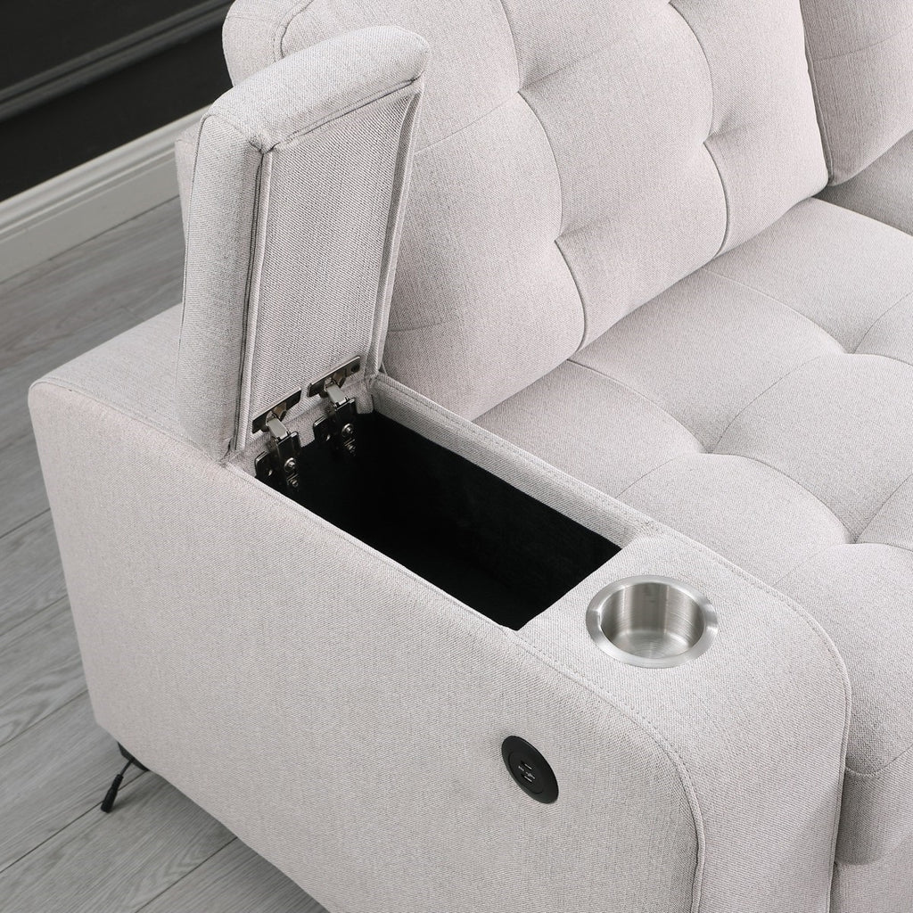 Lennox Sectional Sleeper with Storage & USB - Beige