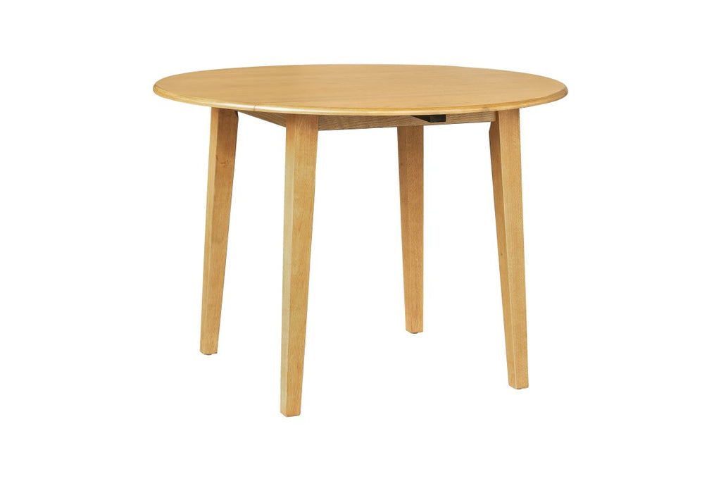 5-piece round drop-leaf dining set in natural wood