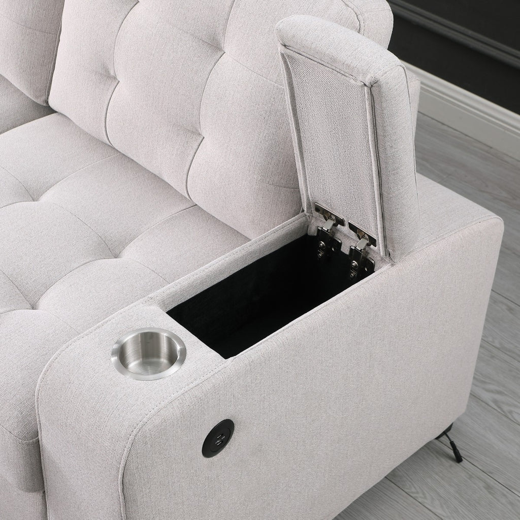 Lennox Sectional Sleeper with Storage & USB - Beige