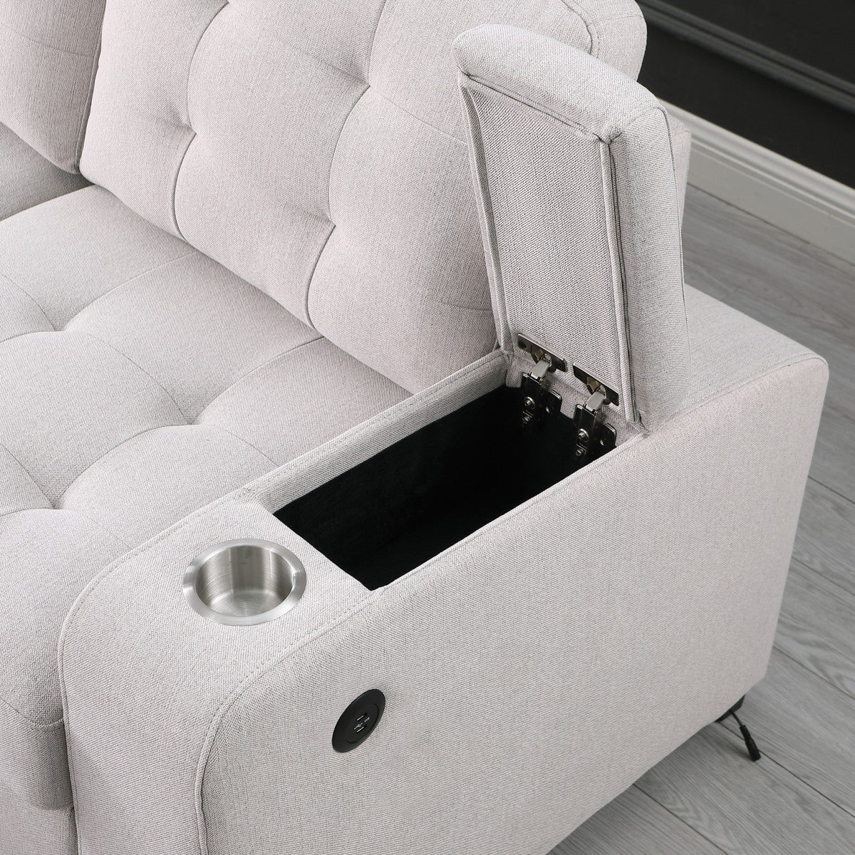 Lennox Sectional Sleeper with Storage & USB - Beige