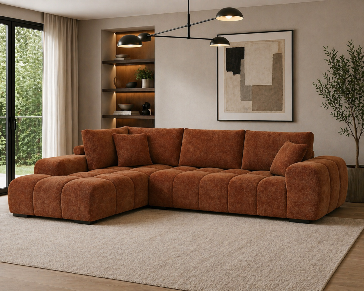 Zara sectional sofa in rust