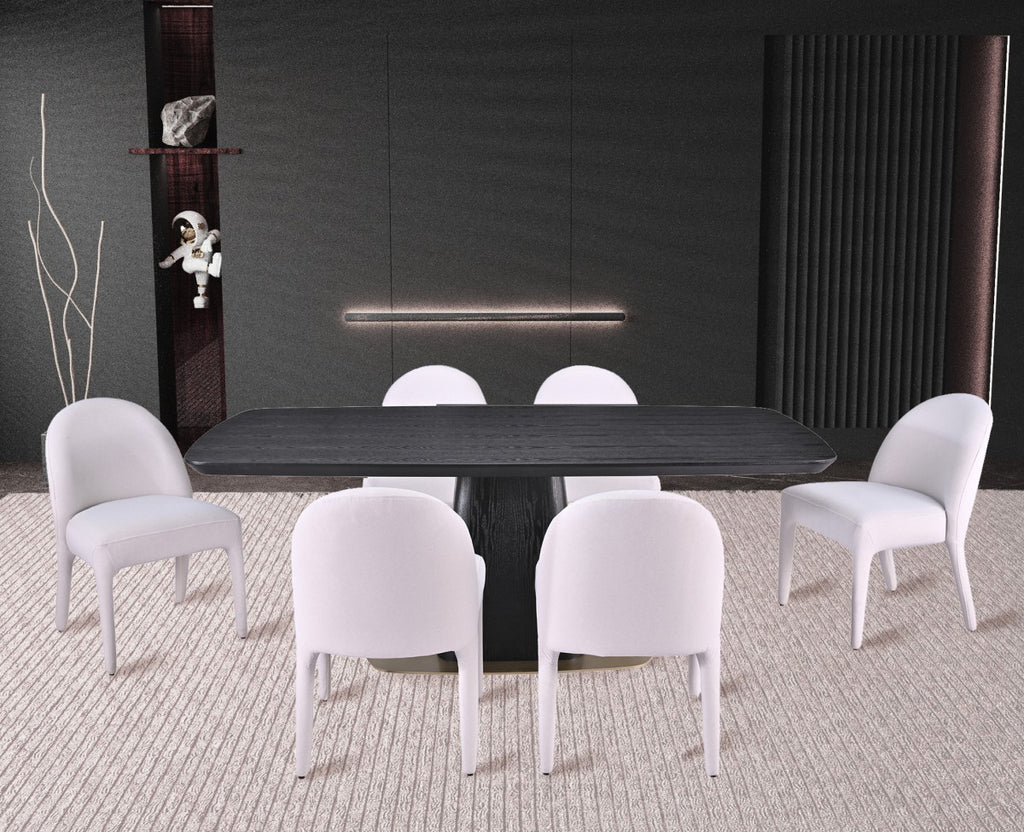 Ryaan 7-piece dining set in black and beige