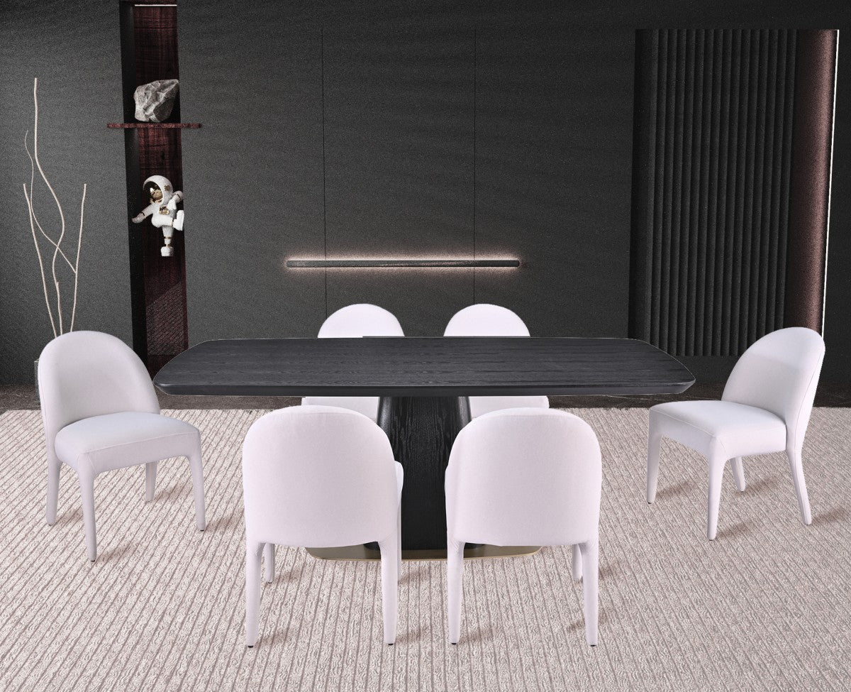 Ryaan 7-piece dining set in black and beige