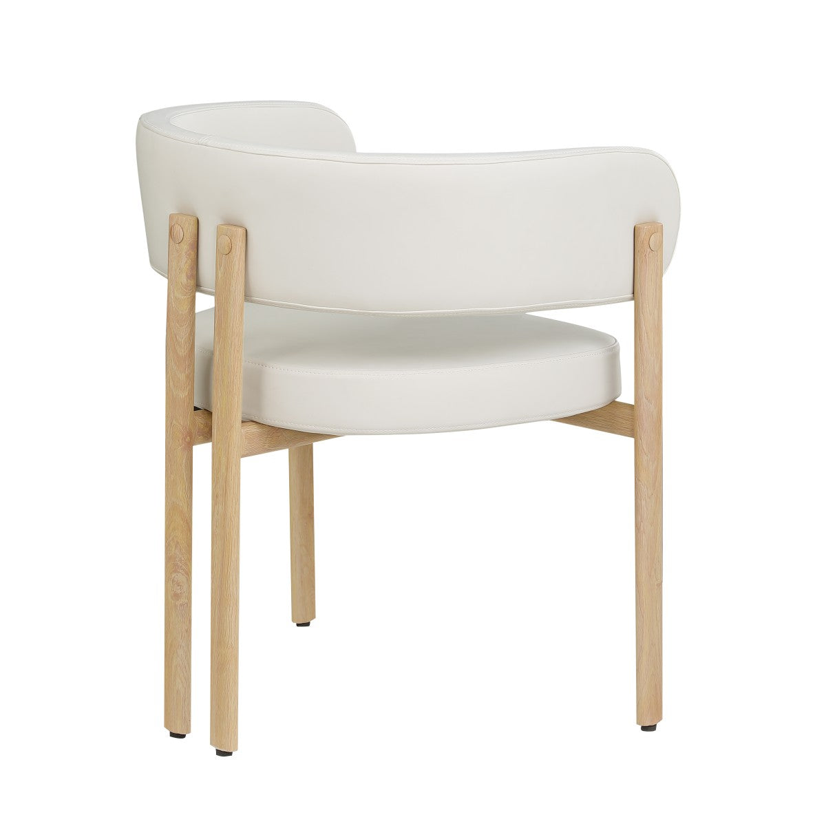 Curved-back dining chairs in cream and oak