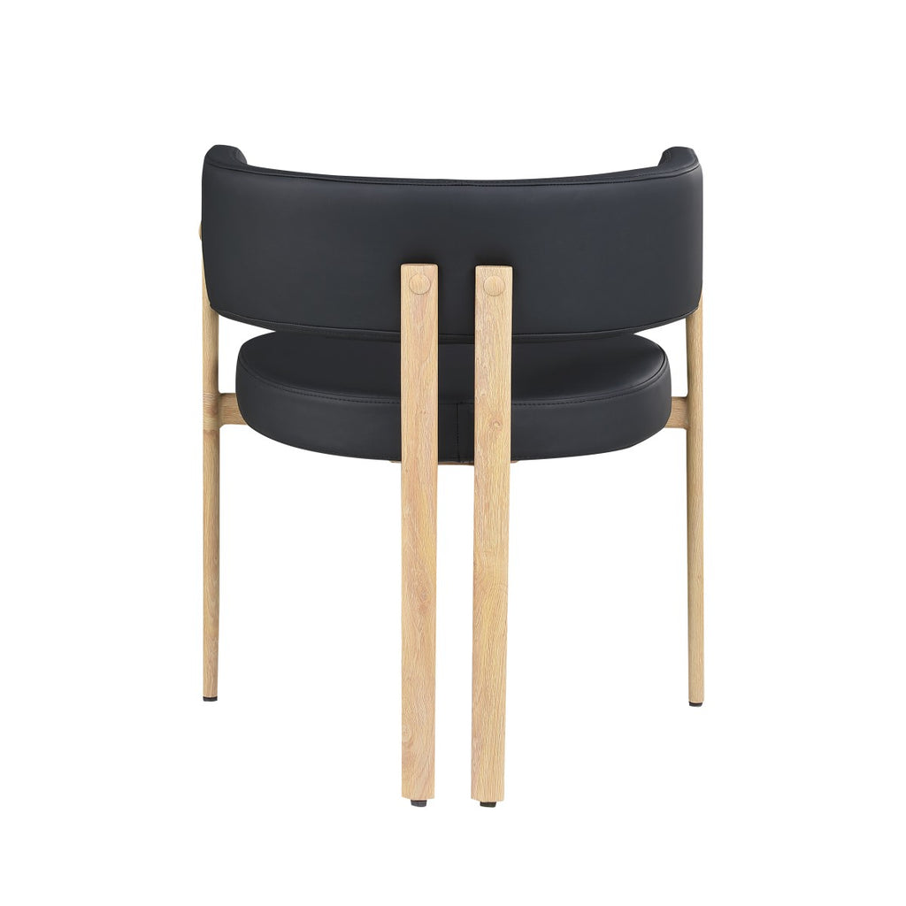 Curved-back dining chairs in black and oak
