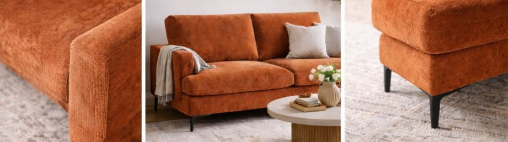 Contemporary 3-Seater Sofa - Terracotta