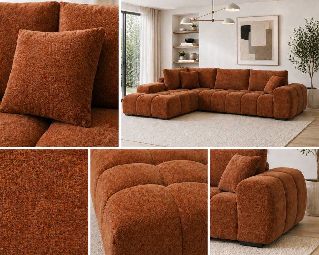 Zara sectional sofa in rust
