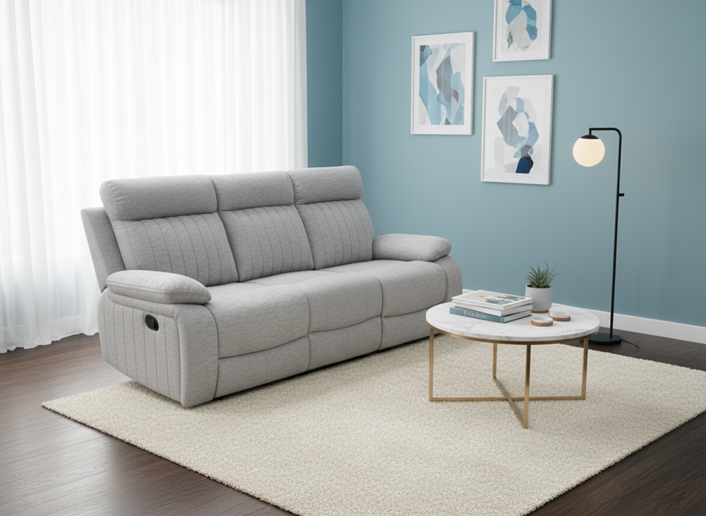 Elyse reclining sofa in stone