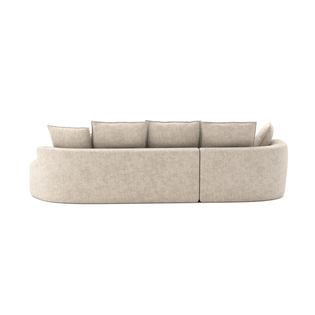 Curved sectional sofa in a box in beige