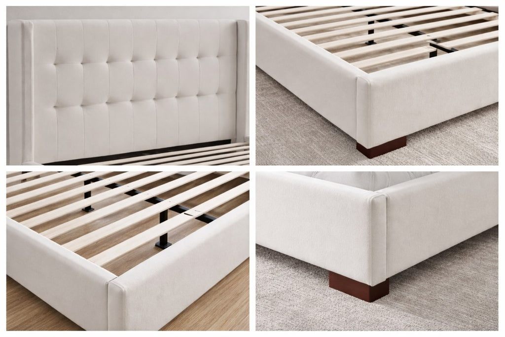 Micah Tufted Upholstered Platform Bed - Beige