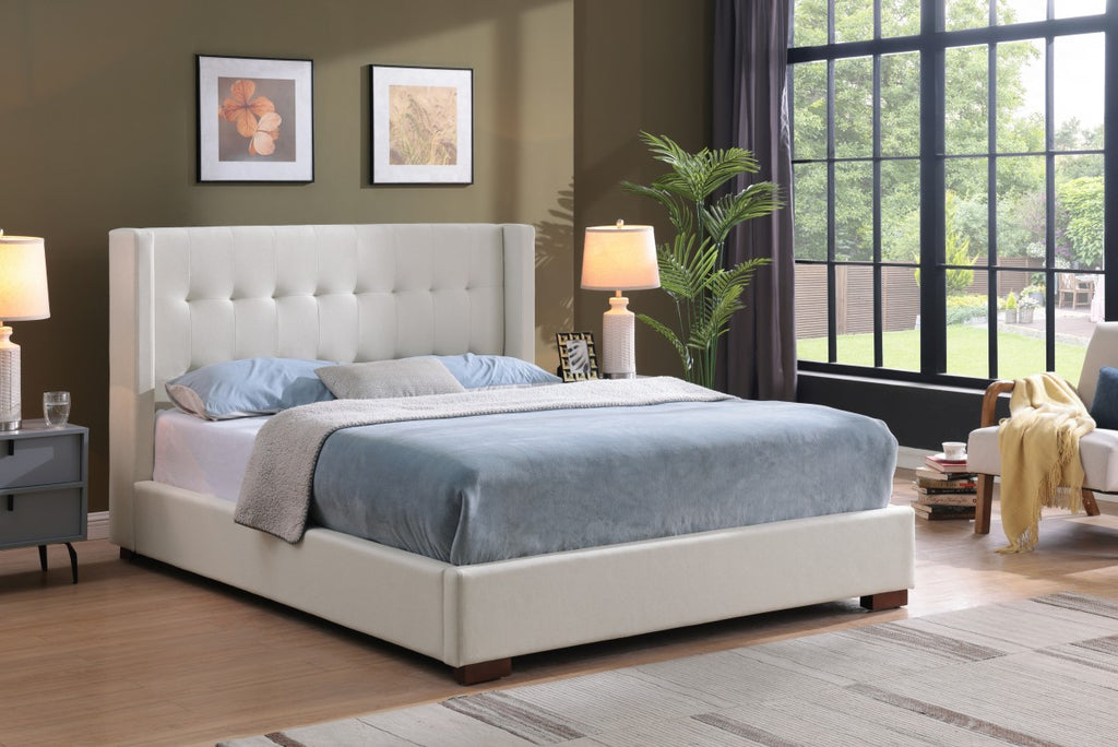 Micah Tufted Upholstered Platform Bed - Beige