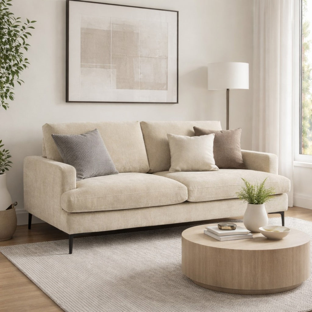 Contemporary 3-Seater Sofa - Beige