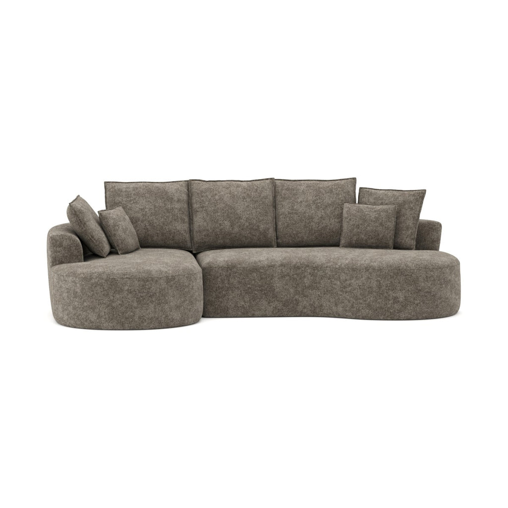 Curved sectional sofa in a box in brown