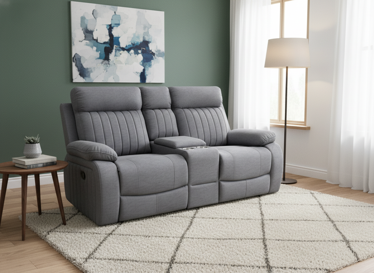 Elyse reclining loveseat in grey