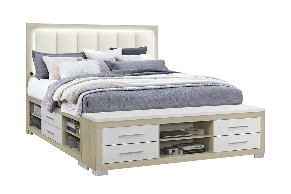 Emma Natural & White Storage Platform Bed - alternate view