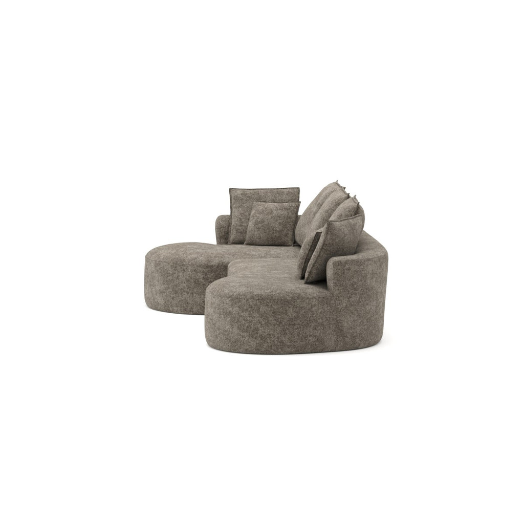 Curved sectional sofa in a box in brown