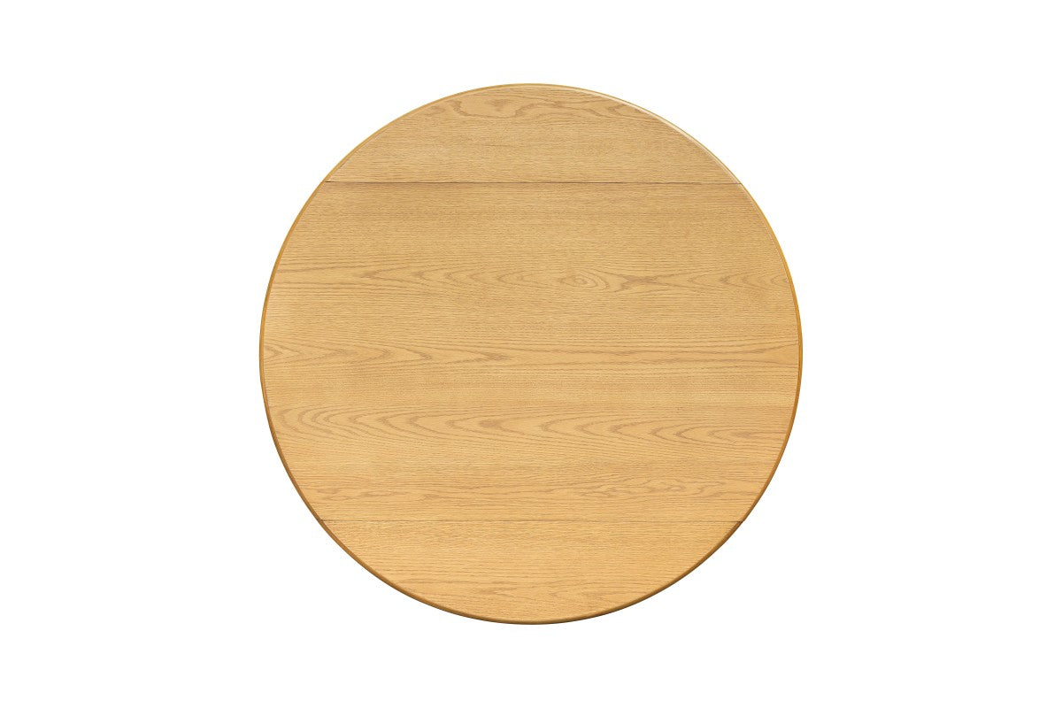 5-piece round drop-leaf dining set in natural wood