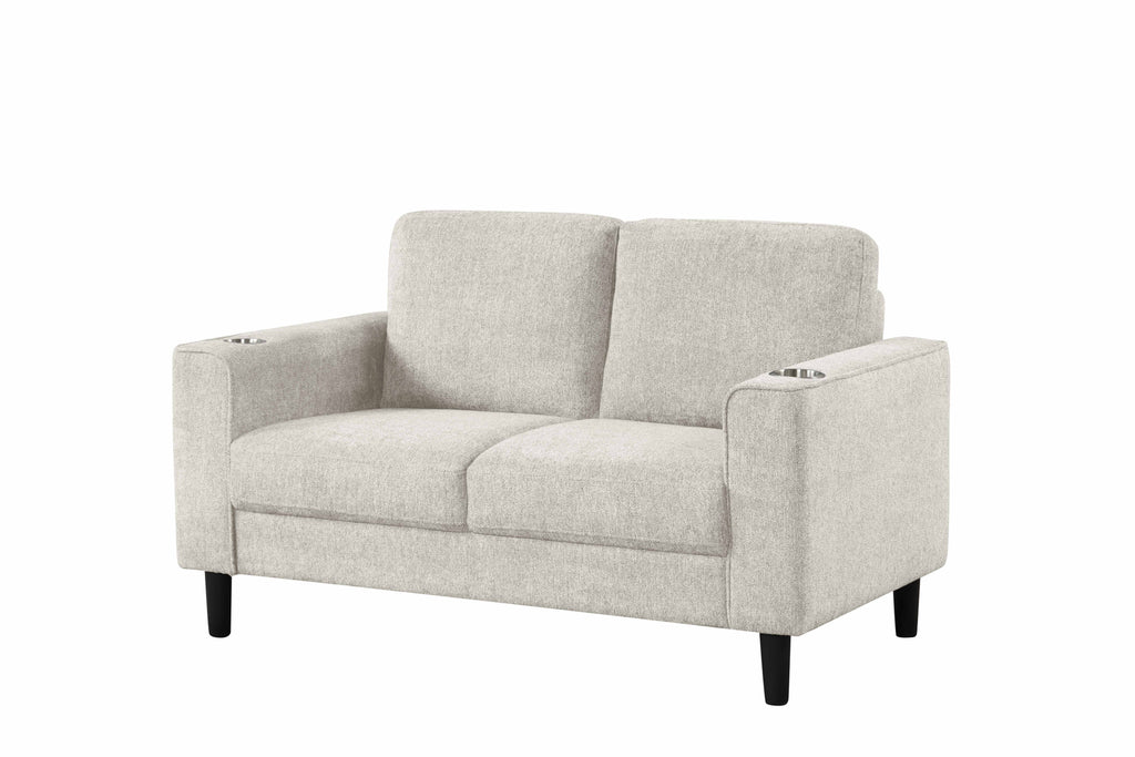 Modern Track-Arm Sofa Set with Cup Holders