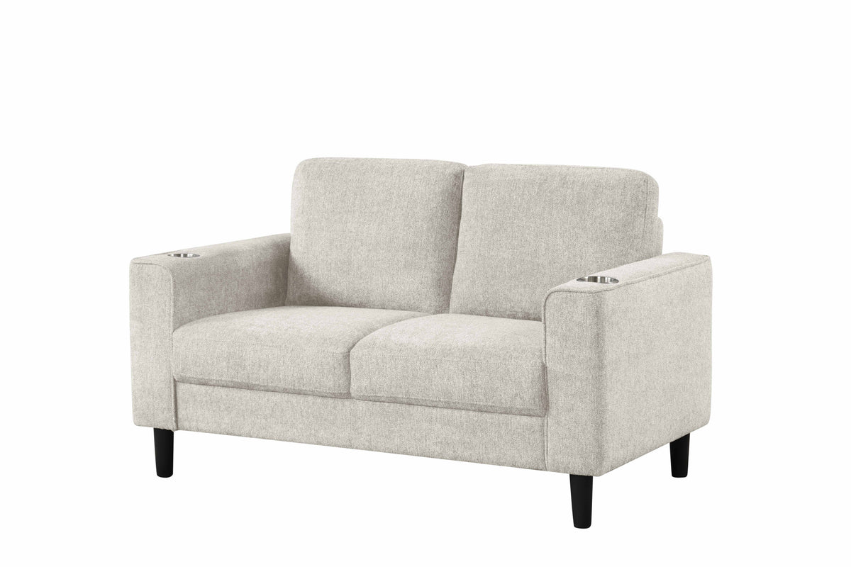 Modern Track-Arm Sofa Set with Cup Holders
