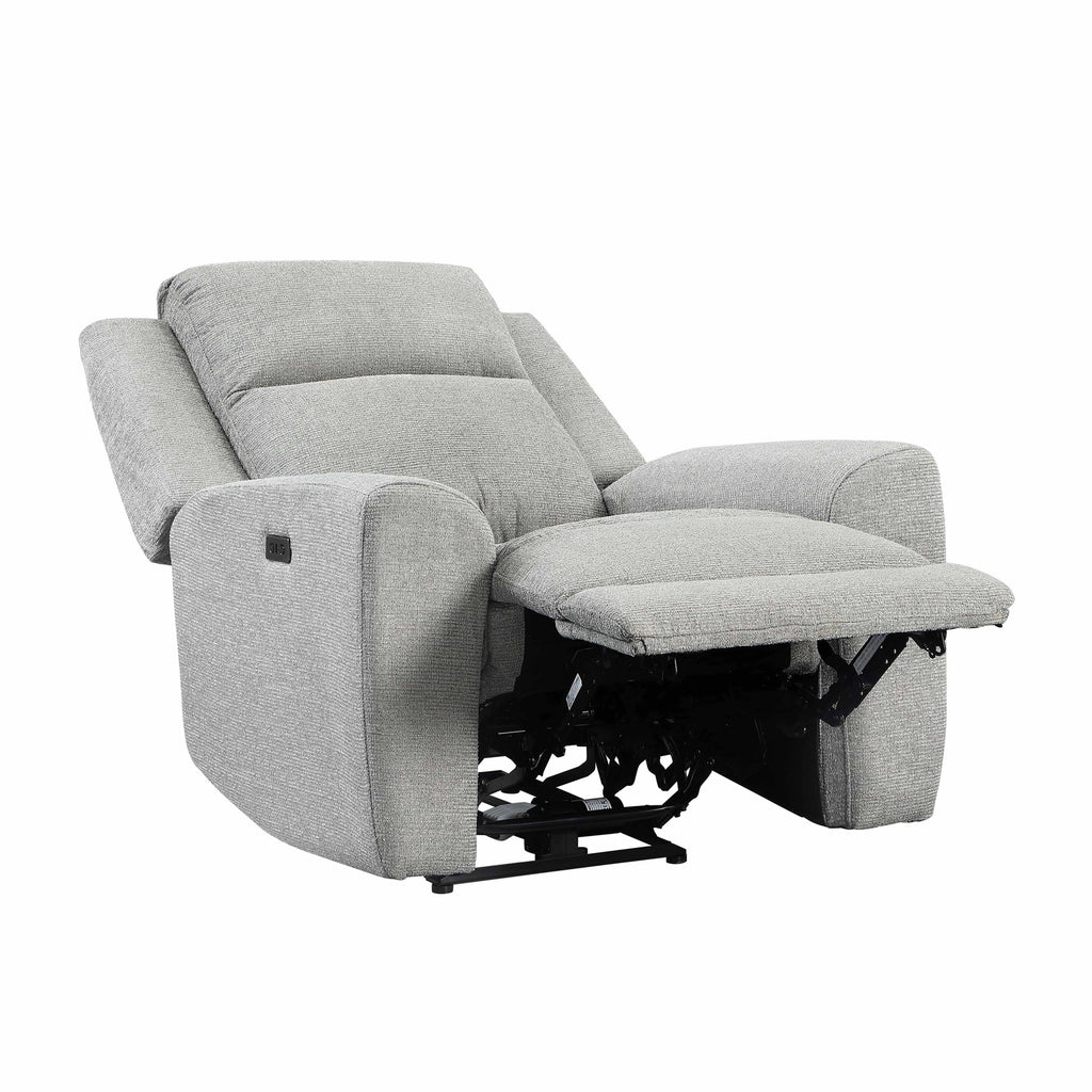 Grey Fabric Power Recliner with USB