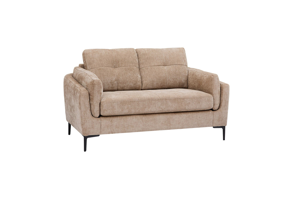 Channel-Tufted Sofa Set with Black Metal Legs