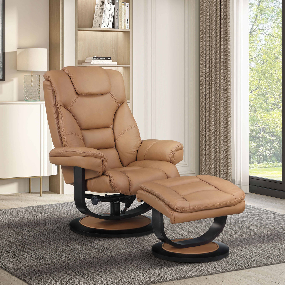 Scandinavian Swivel Recliner with Ottoman
