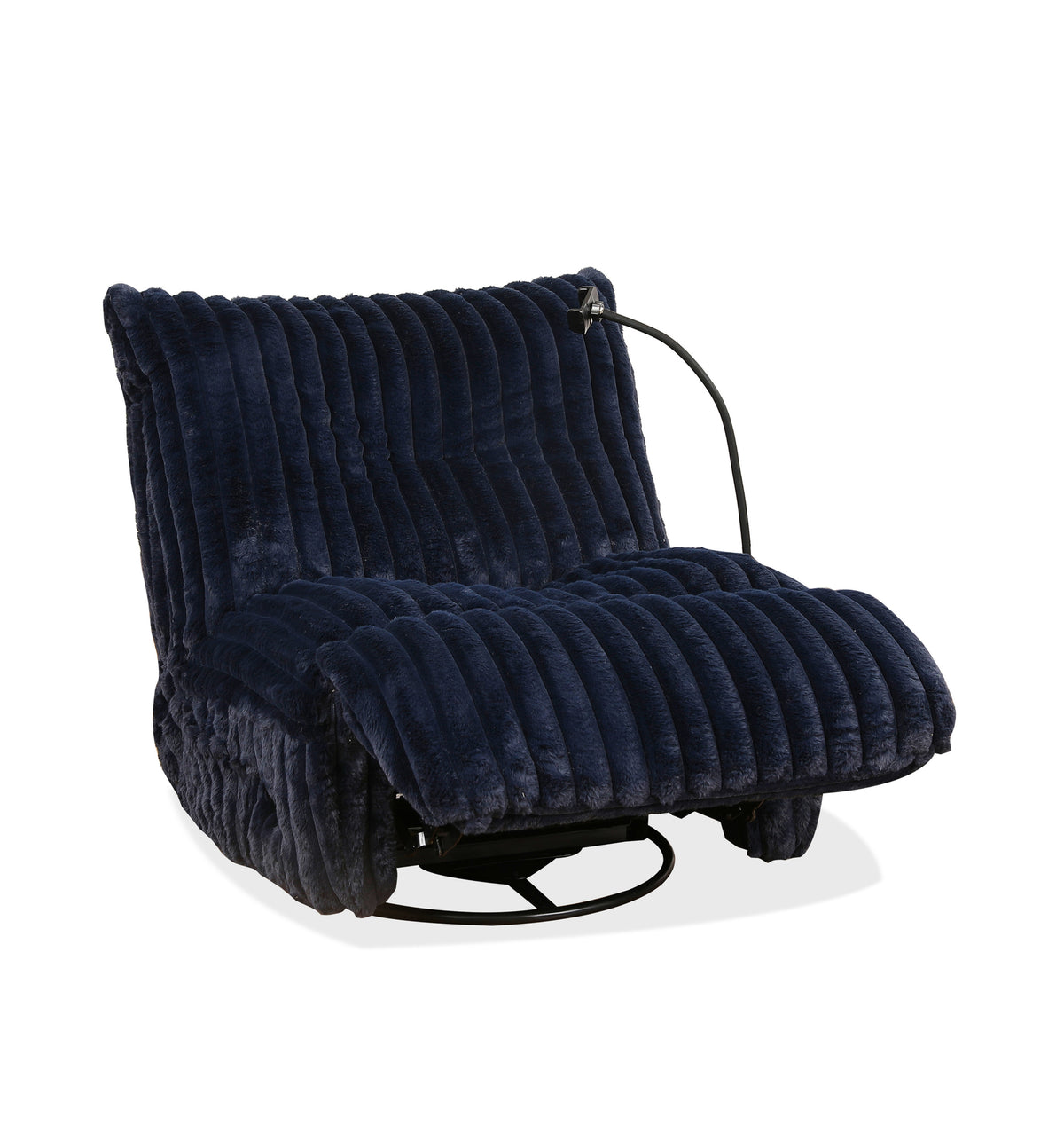 Channel-Tufted Lounge Recliner - Navy Blue